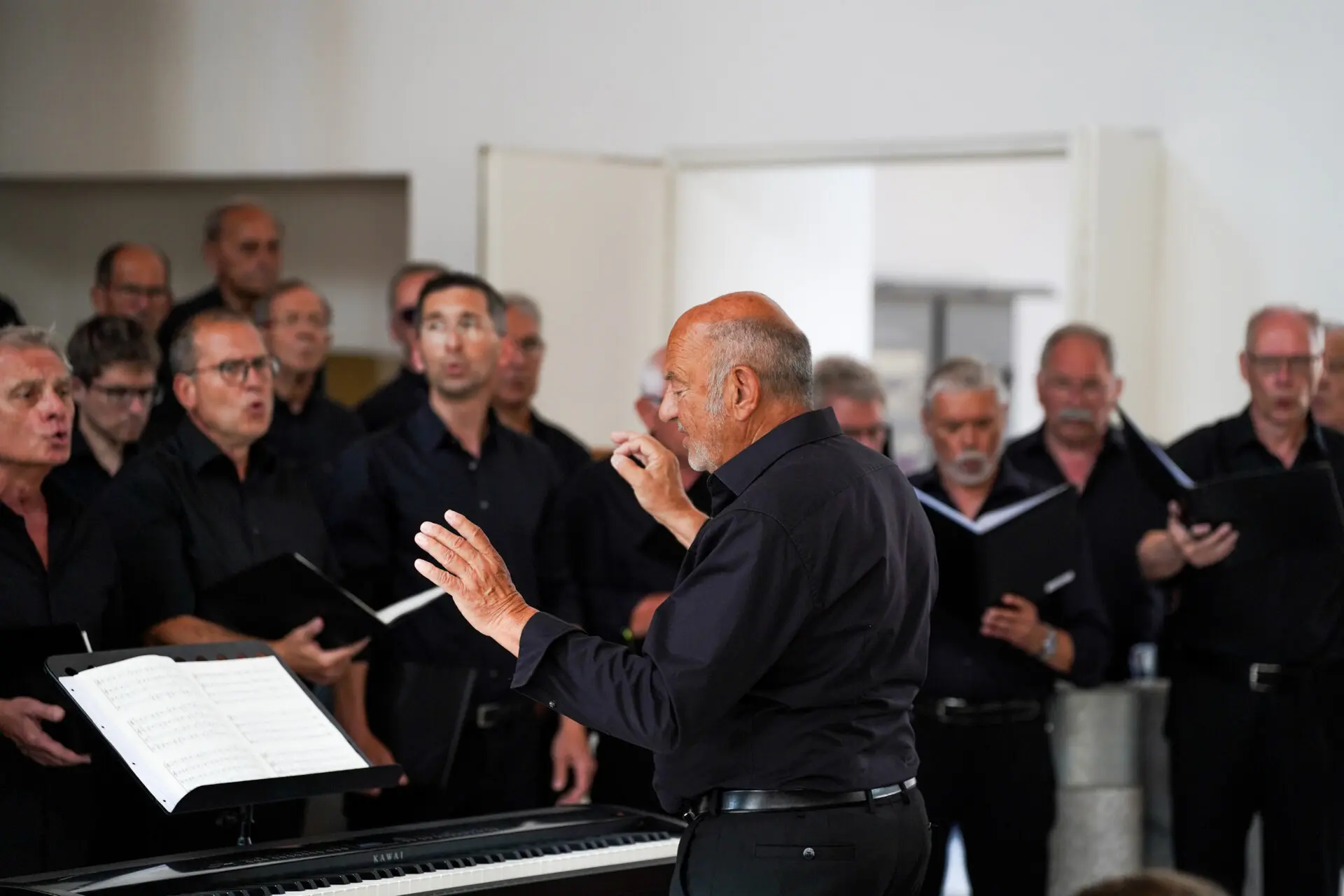Männerchor auf dem Landes-Musik-Festival beim leidenschaftlichen Singen.
